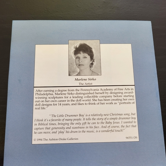 NWT the little dummer boy from the Ashton-Drake galleries 1994 - Picture 8 of 10